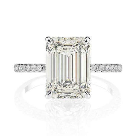Emerald Cut Pave Engagement Ring - HERS