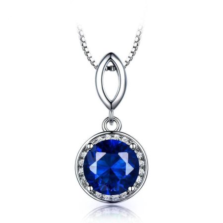 Sapphire Necklace with Round Stone - HER'S