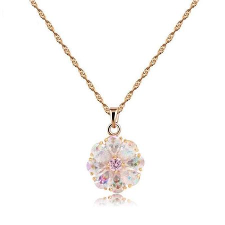 Colorful Flower Zircon Necklace - HERS