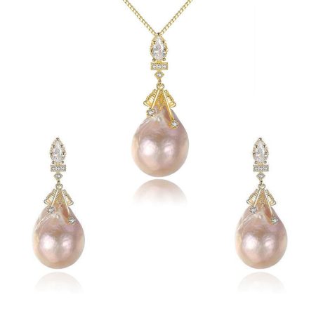 Pink Pearl Necklace and Earring Set - HERS