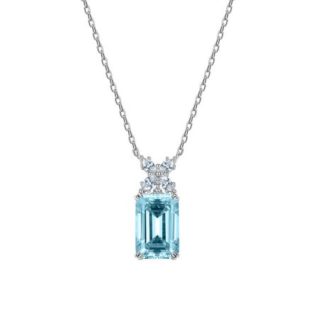 Aquamarine Stone Necklace Emerald Cut - HERS
