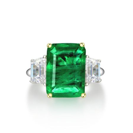 Emerald and Baguette Diamond Ring - HERS