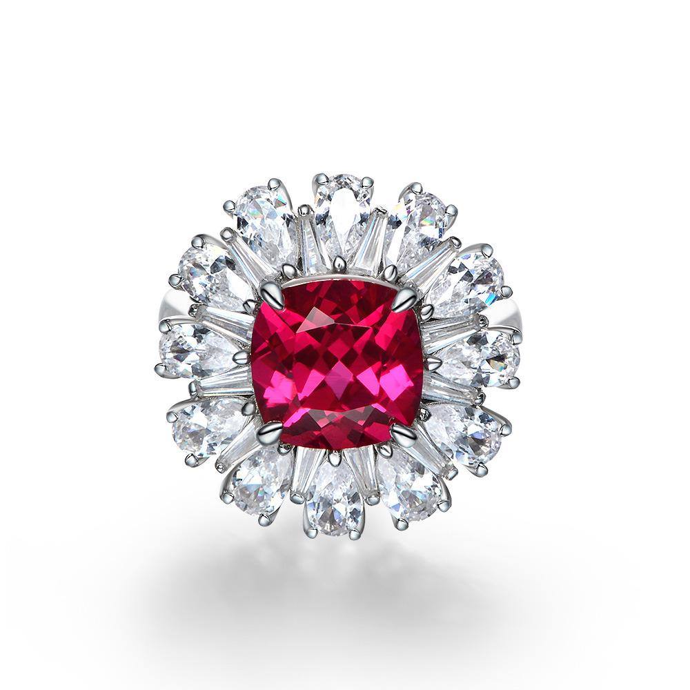 Flower Diamond Ruby Ring - HER'S Forever