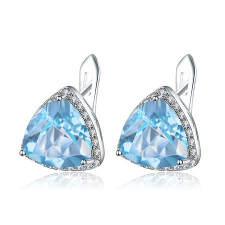 Blue Topaz Stud Earrings Sterling Silver - HERS