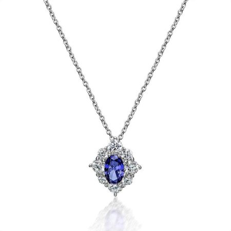 Egg-shaped Sapphire Diamond Necklace - HERS