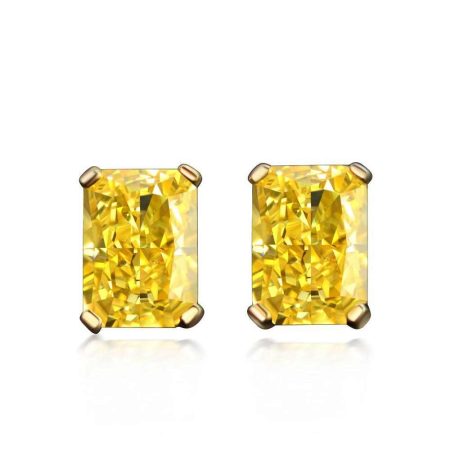 Baguette Yellow Diamond Earrings Studs - HERS